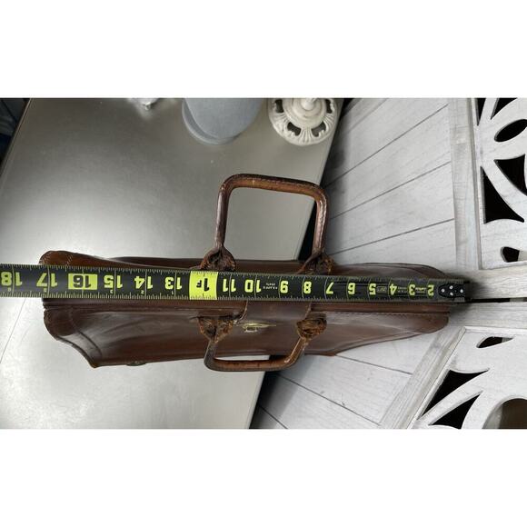 Vintage Leather Briefcase Top Handle Brown Buckle Closure Tidewater Oil Company - Picture 10 of 10